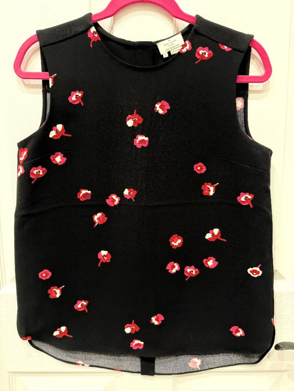 Kate Spade New York Black Floral Scattered Poppy Sleeveless Top Sz 6